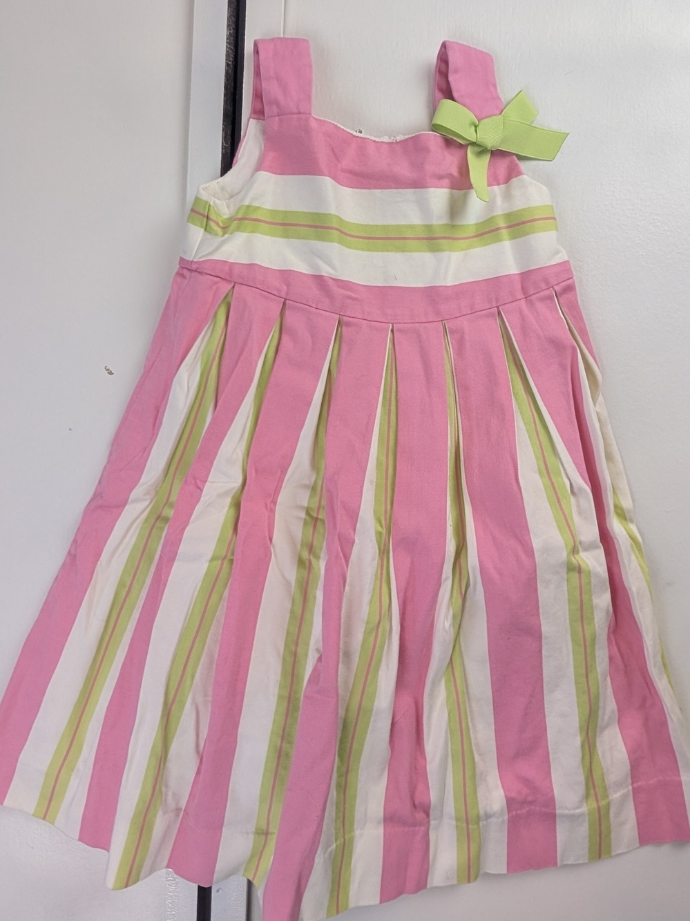 Savannah Pink, Green & White Striped Sundress with Shoulder Bow